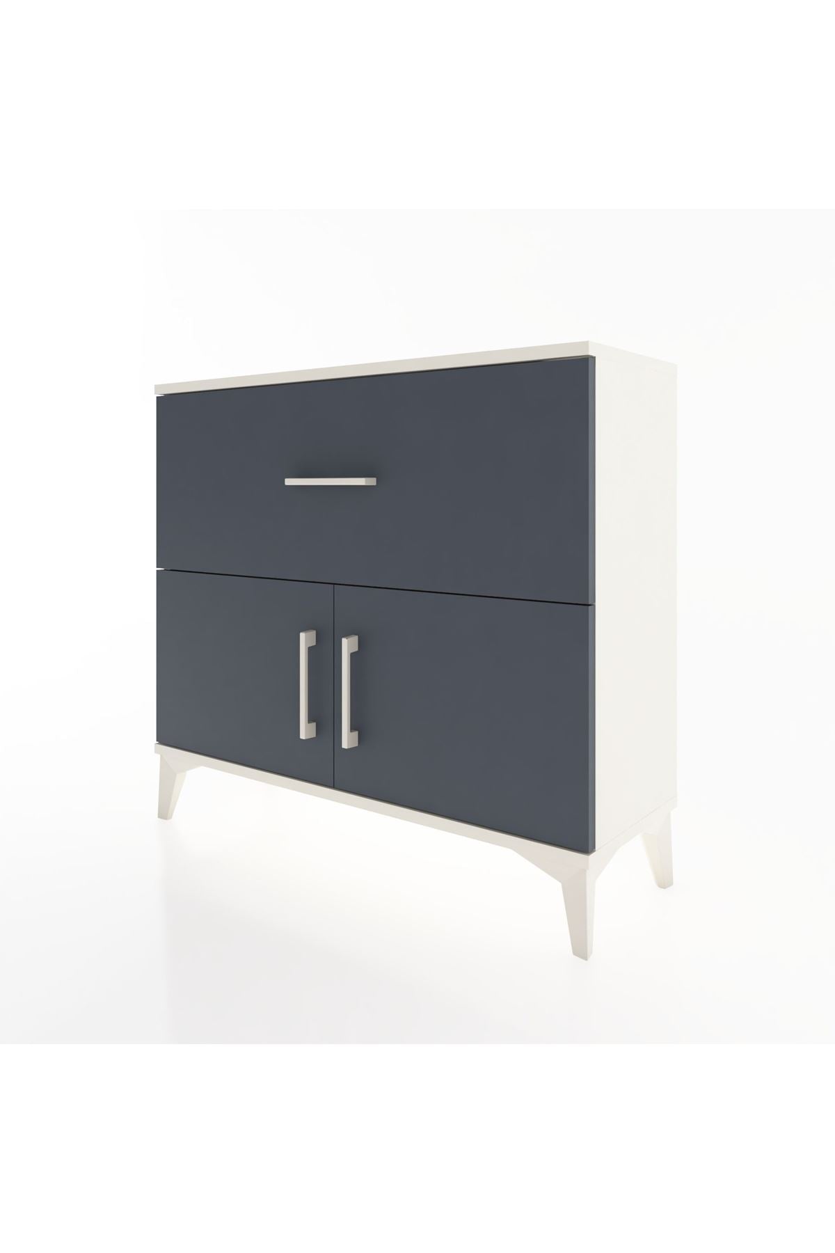 Arges Şifonyer Tek Raflı Tek Çekmeceli 2 Kapaklı 88x30x80 Aytaşı-Antrasit