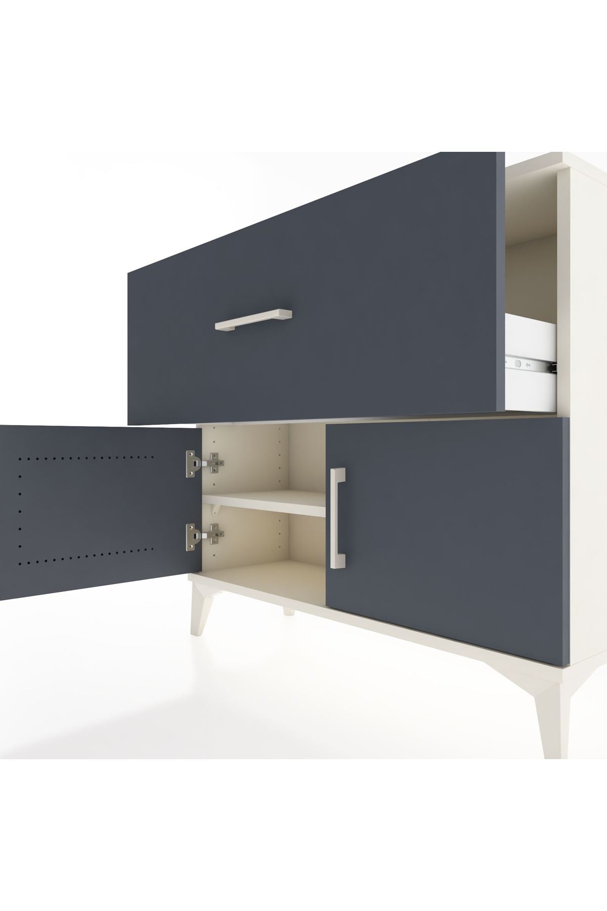 Arges Şifonyer Tek Raflı Tek Çekmeceli 2 Kapaklı 88x30x80 Aytaşı-Antrasit