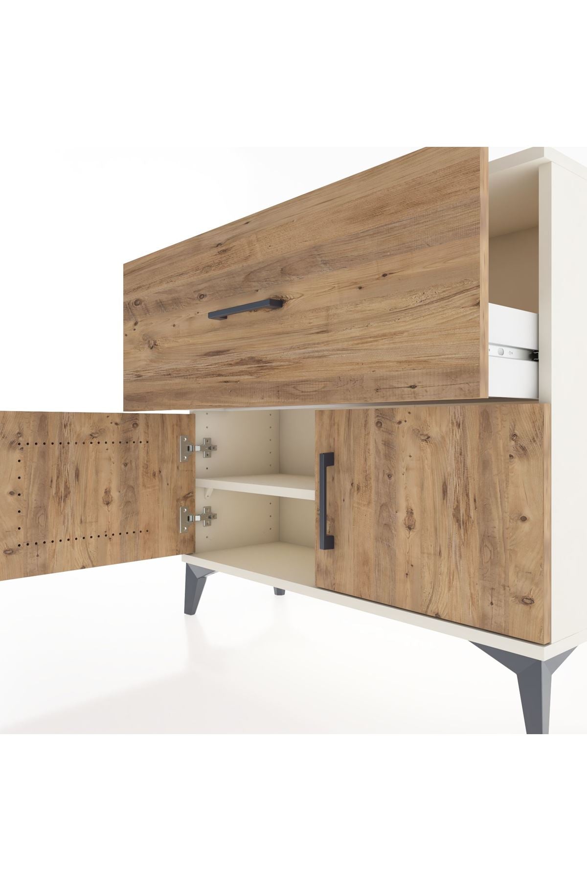 Arges Şifonyer Tek Raflı Tek Çekmeceli 2 Kapaklı 88x30x80 Aytaşı-Çam