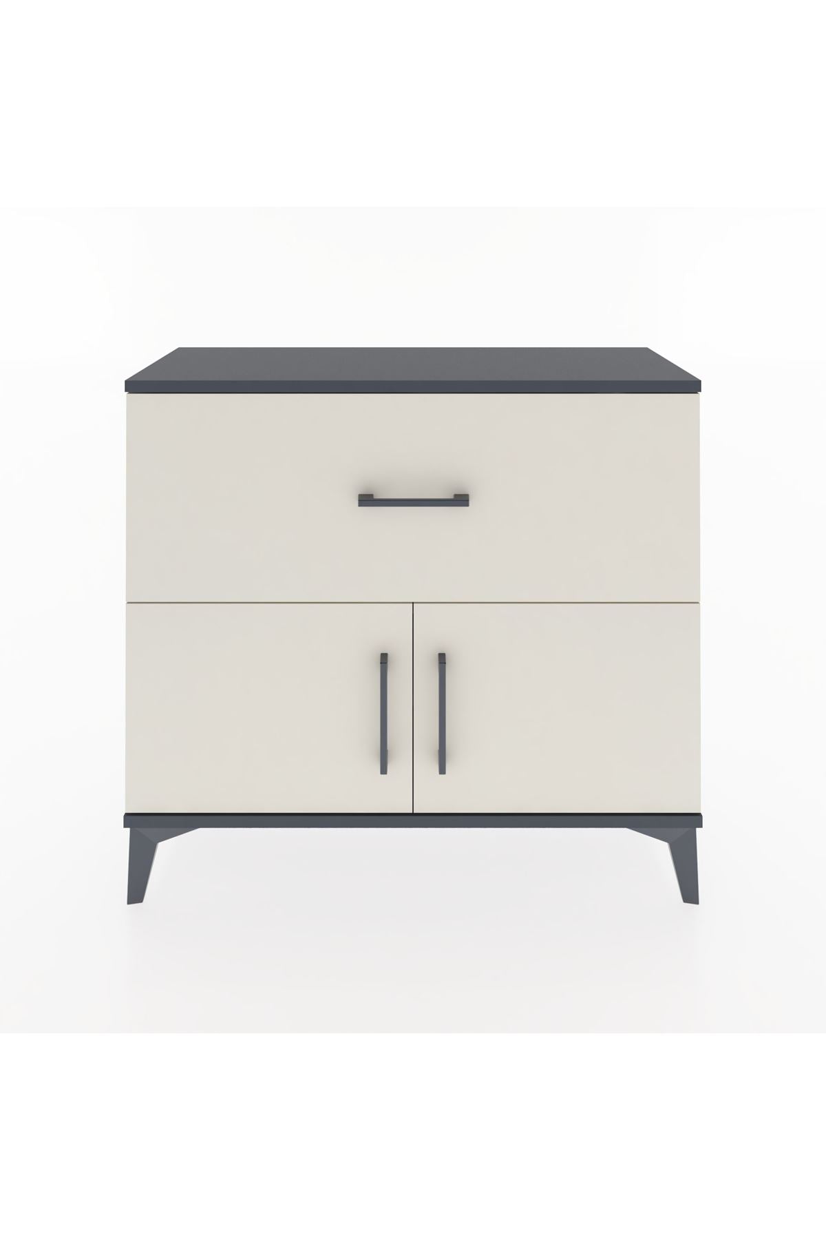 Arges Şifonyer Tek Raflı Tek Çekmeceli 2 Kapaklı 88x30x80 Antrasit-Aytaşı