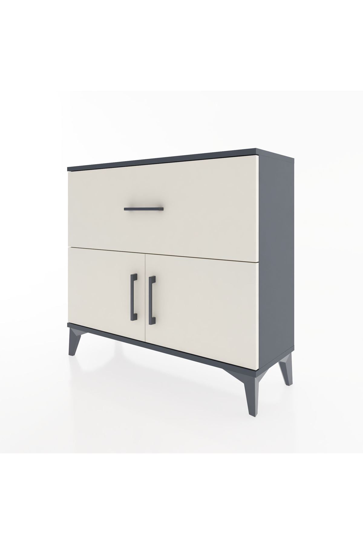 Arges Şifonyer Tek Raflı Tek Çekmeceli 2 Kapaklı 88x30x80 Antrasit-Aytaşı