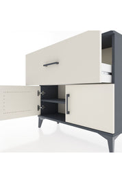 Arges Şifonyer Tek Raflı Tek Çekmeceli 2 Kapaklı 88x30x80 Antrasit-Aytaşı