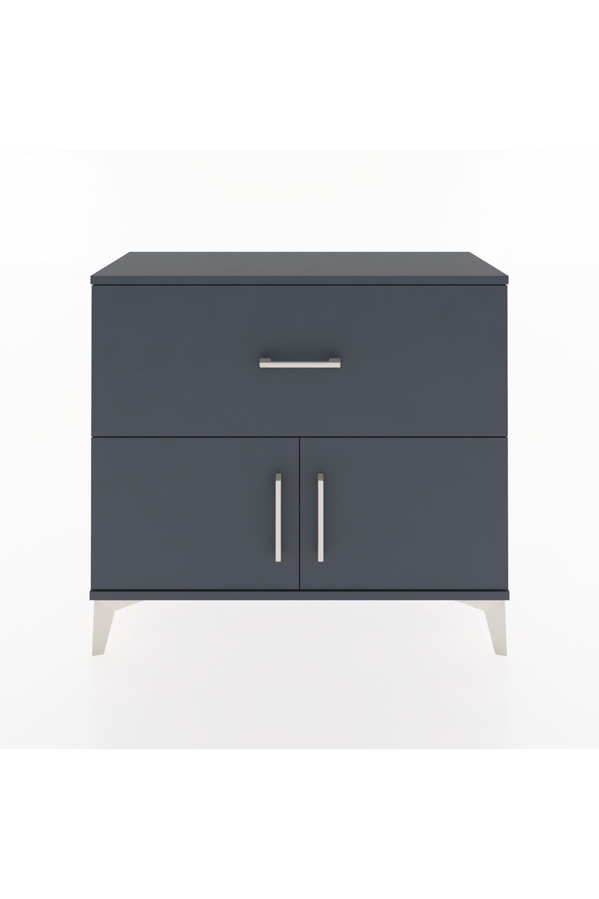 Arges Şifonyer Tek Raflı Tek Çekmeceli 2 Kapaklı 88x30x80 Antrasit-Antrasit