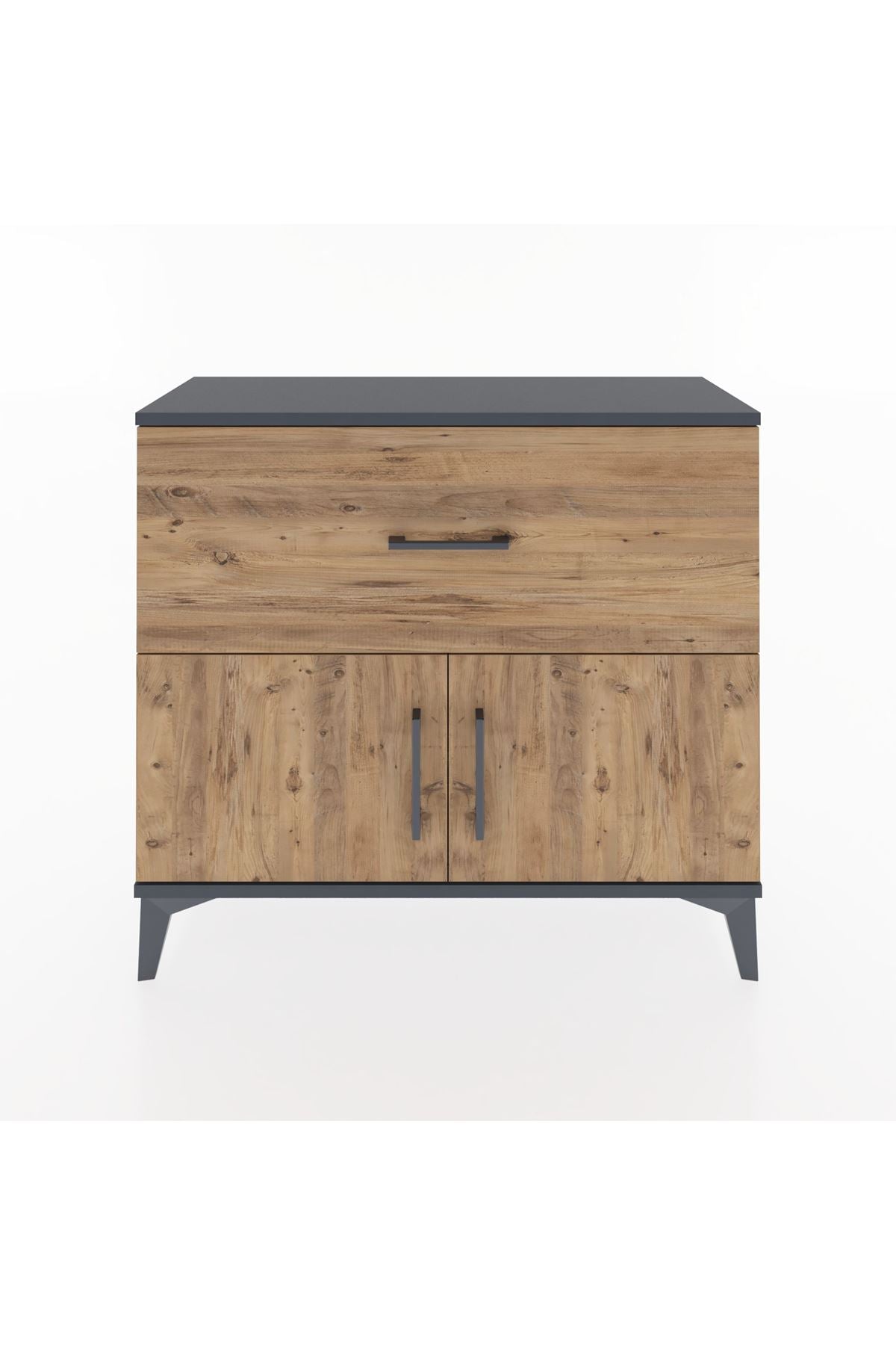 Arges Şifonyer Tek Raflı Tek Çekmeceli 2 Kapaklı 88x30x80 Antrasit-Çam