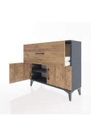 Arges Şifonyer Tek Raflı Tek Çekmeceli 2 Kapaklı 88x30x80 Antrasit-Çam