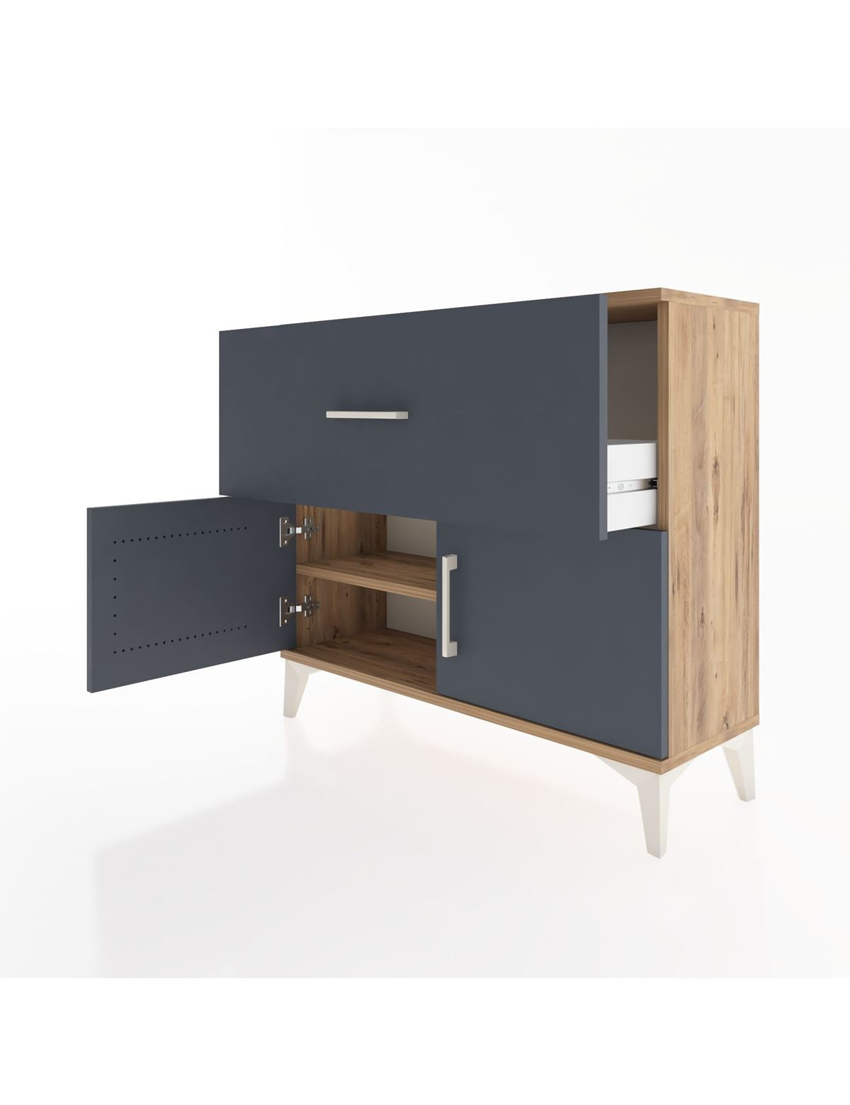 Arges Şifonyer Tek Raflı Tek Çekmeceli 2 Kapaklı 88x30x80 - S03M027V8A