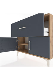 Arges Şifonyer Tek Raflı Tek Çekmeceli 2 Kapaklı 88x30x80 Çam-Antrasit