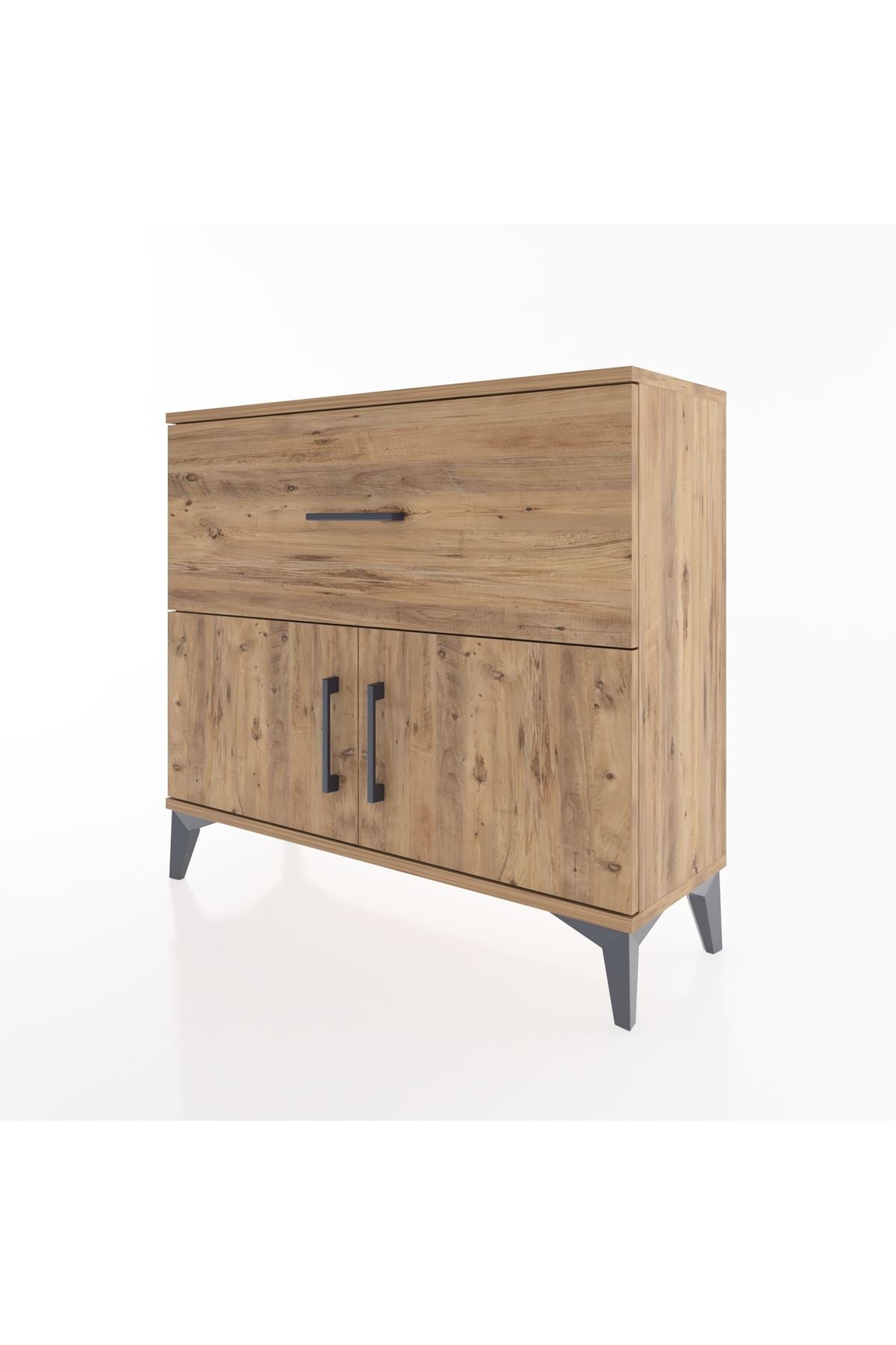 Arges Şifonyer Tek Raflı Tek Çekmeceli 2 Kapaklı 88x30x80 Çam-Çam