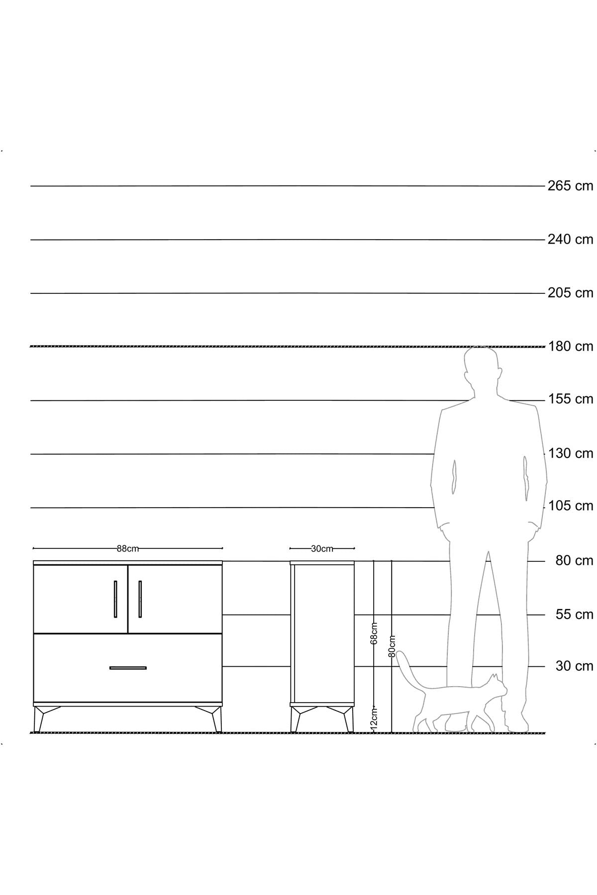 Arges Şifonyer 2 Raflı Tek Çekmeceli 2 Kapaklı 88x30x80 Aytaşı-Aytaşı