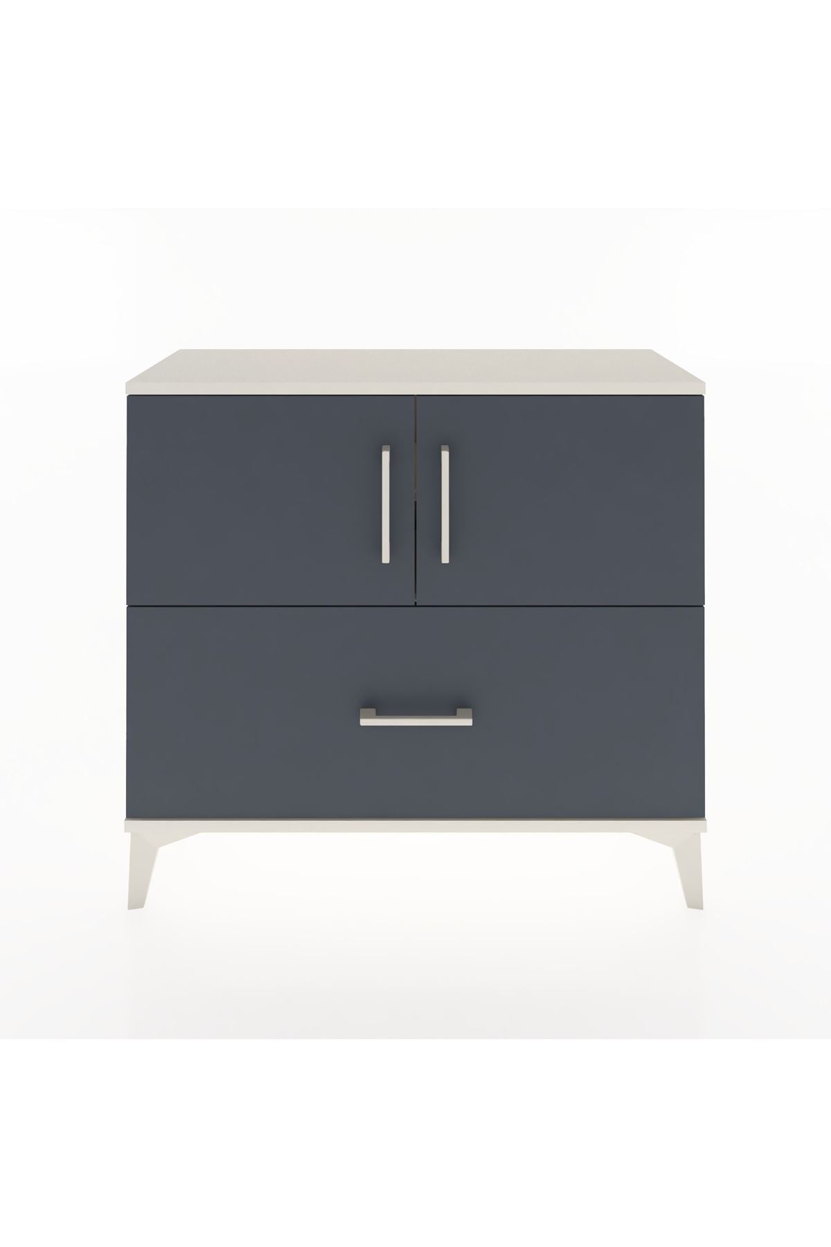 Arges Şifonyer 2 Raflı Tek Çekmeceli 2 Kapaklı 88x30x80 Aytaşı-Antrasit