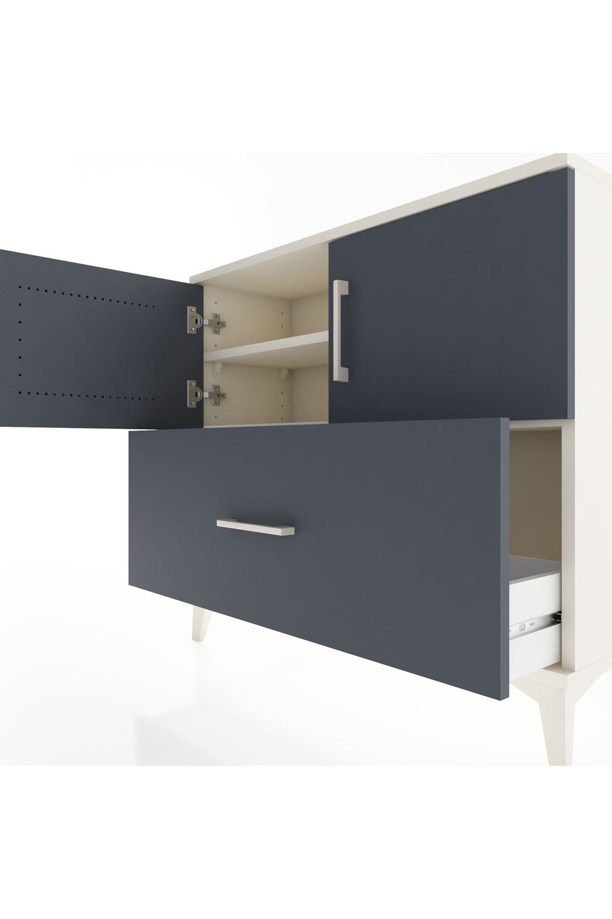 Arges Şifonyer 2 Raflı Tek Çekmeceli 2 Kapaklı 88x30x80 Aytaşı-Antrasit