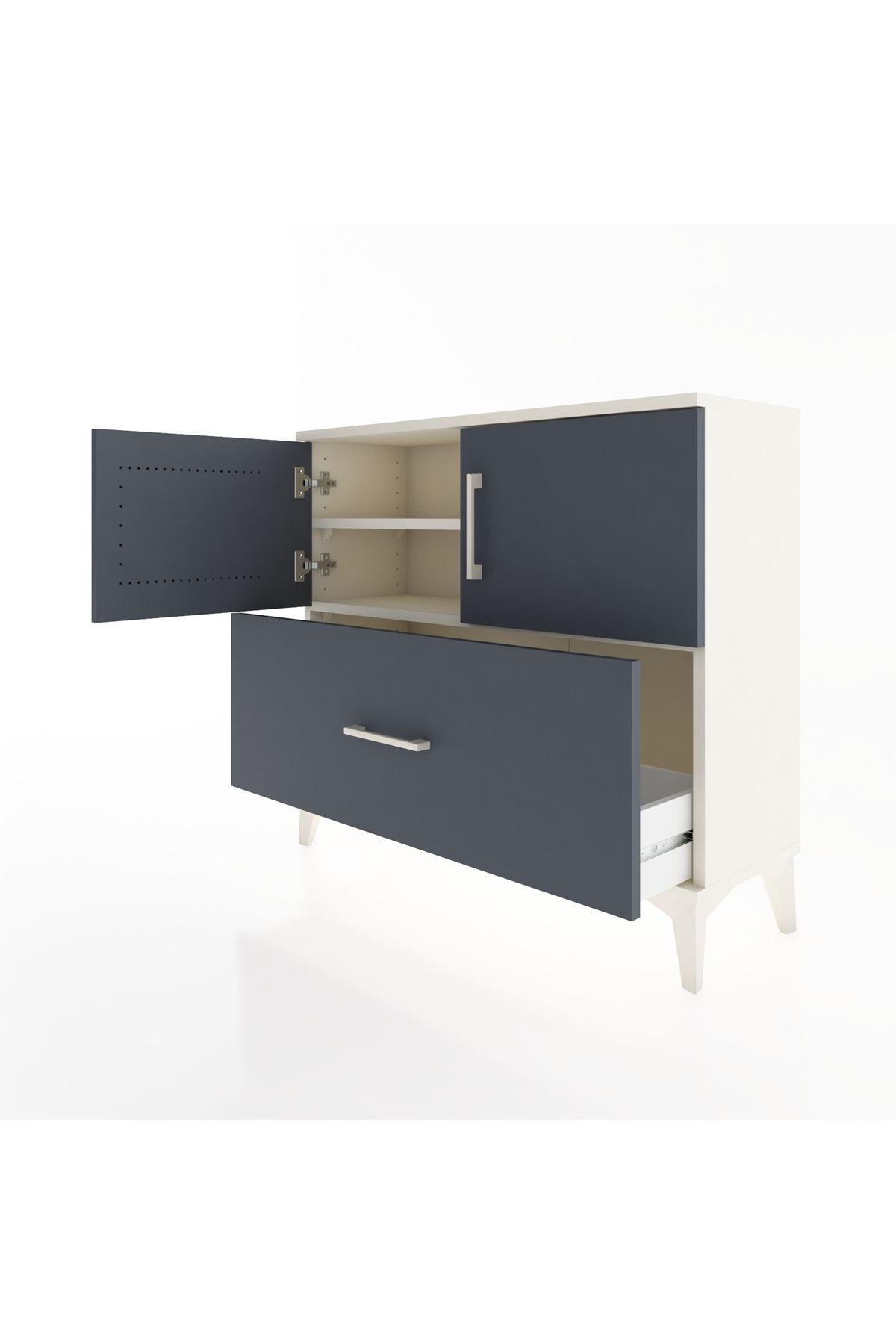 Arges Şifonyer 2 Raflı Tek Çekmeceli 2 Kapaklı 88x30x80 Aytaşı-Antrasit