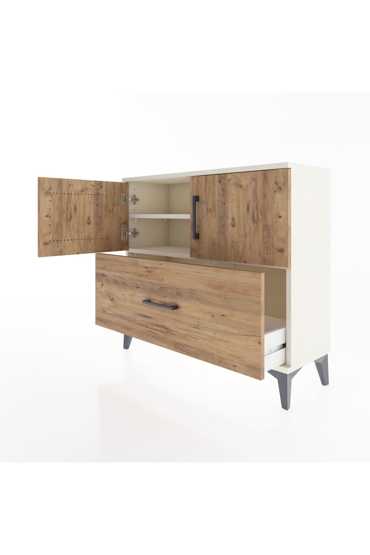 Arges Şifonyer 2 Raflı Tek Çekmeceli 2 Kapaklı 88x30x80 Aytaşı-Çam