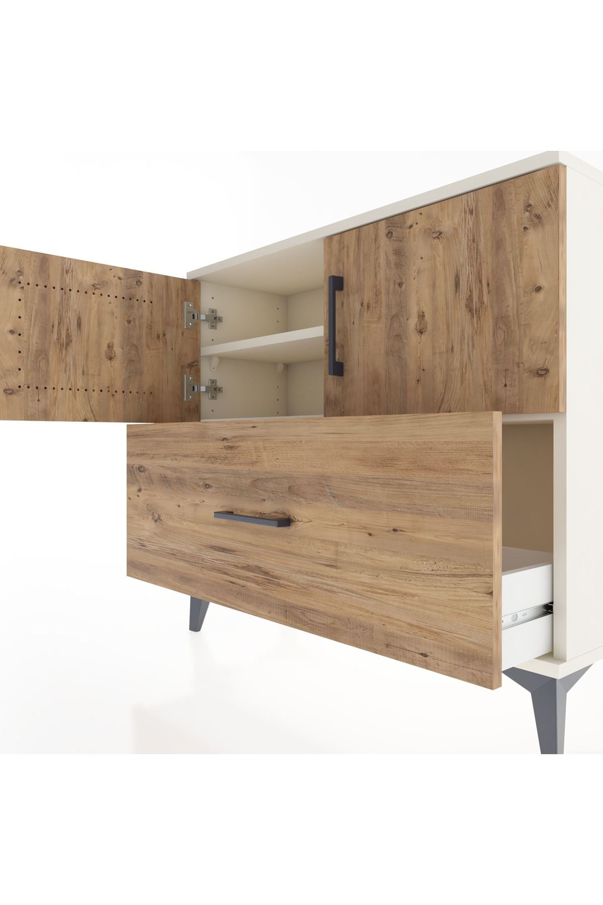 Arges Şifonyer 2 Raflı Tek Çekmeceli 2 Kapaklı 88x30x80 Aytaşı-Çam