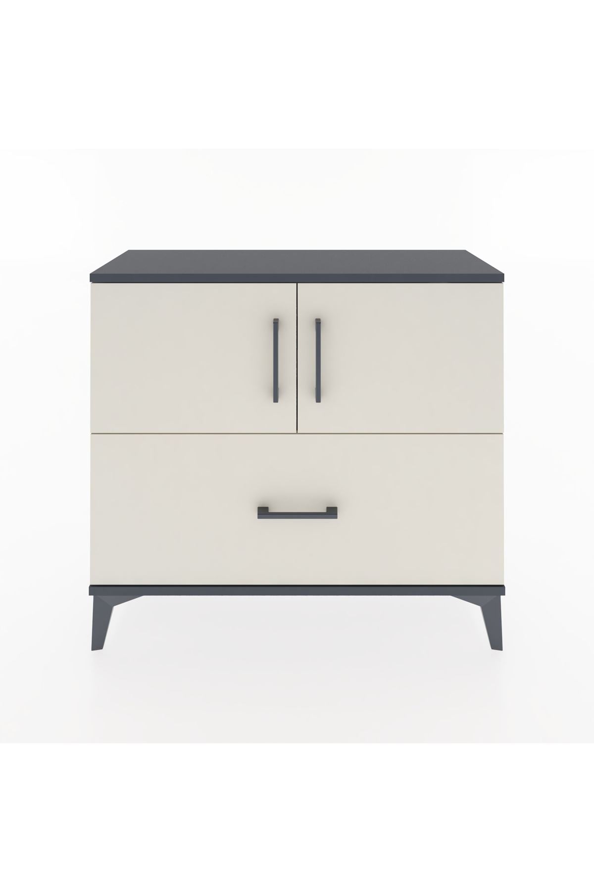 Arges Şifonyer 2 Raflı Tek Çekmeceli 2 Kapaklı 88x30x80 Antrasit-Aytaşı