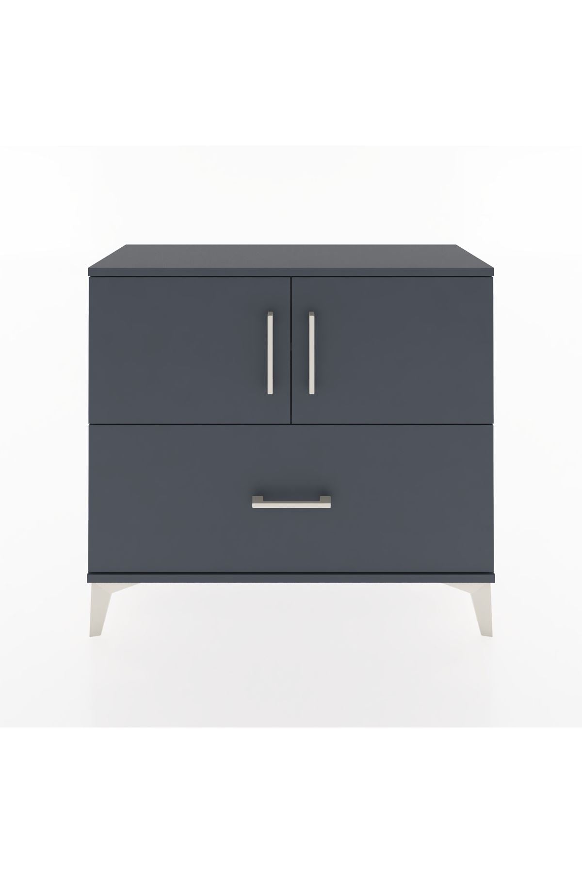 Arges Şifonyer 2 Raflı Tek Çekmeceli 2 Kapaklı 88x30x80 Antrasit-Antrasit