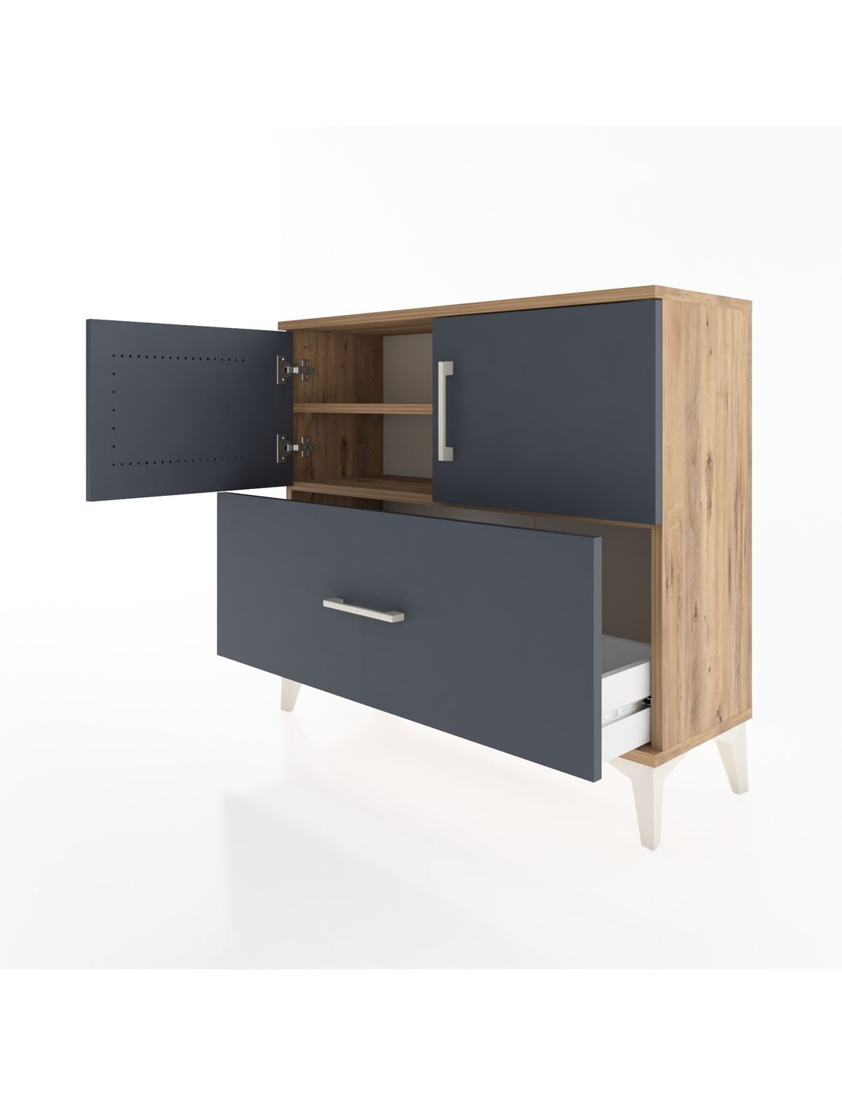 Arges Şifonyer 2 Raflı Tek Çekmeceli 2 Kapaklı 88x30x80 - S03M028V8A