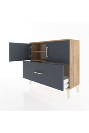 Arges Şifonyer 2 Raflı Tek Çekmeceli 2 Kapaklı 88x30x80 Çam-Antrasit