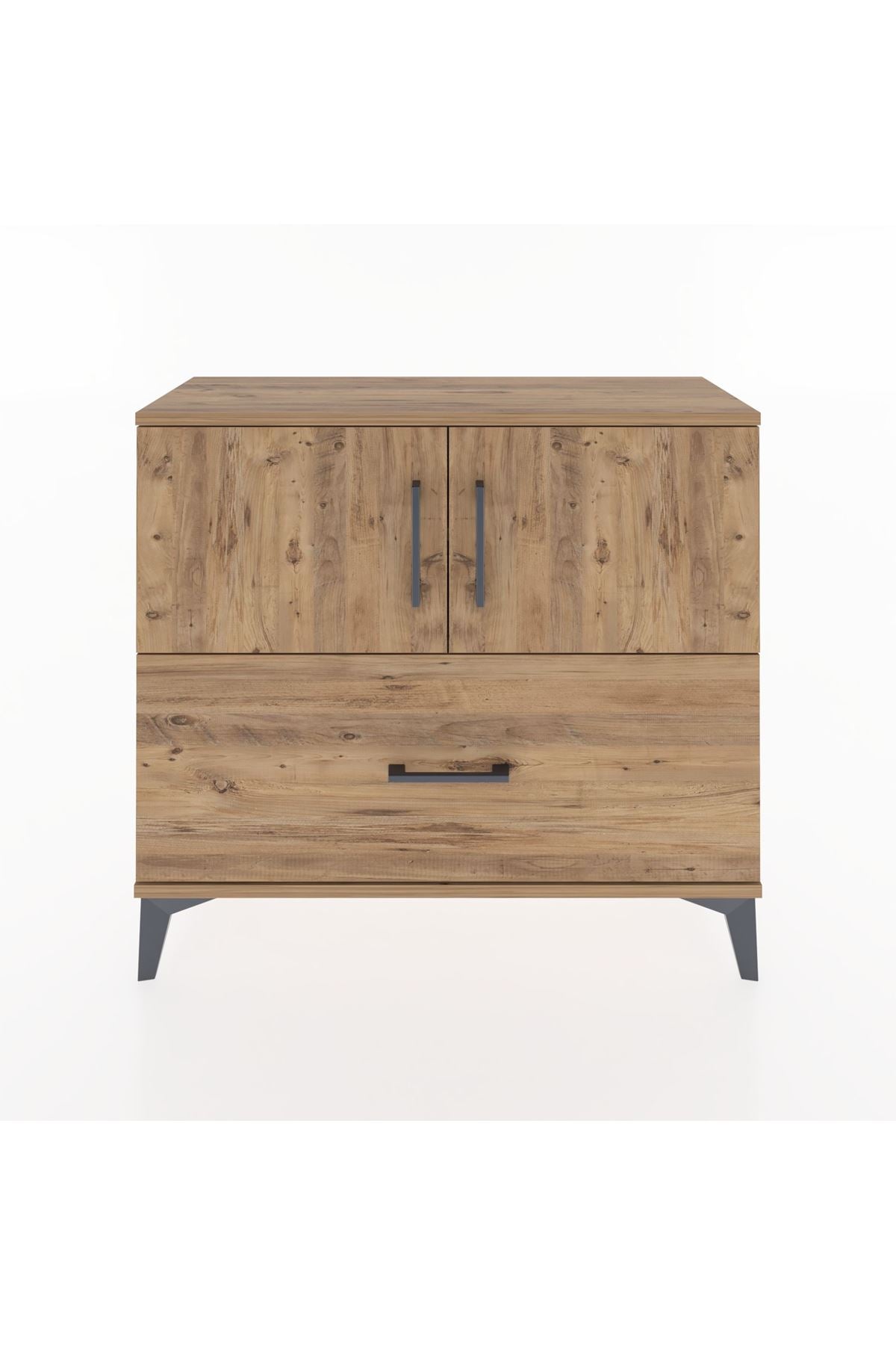 Arges Şifonyer 2 Raflı Tek Çekmeceli 2 Kapaklı 88x30x80 Çam-Çam