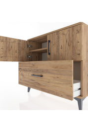 Arges Şifonyer 2 Raflı Tek Çekmeceli 2 Kapaklı 88x30x80 Çam-Çam