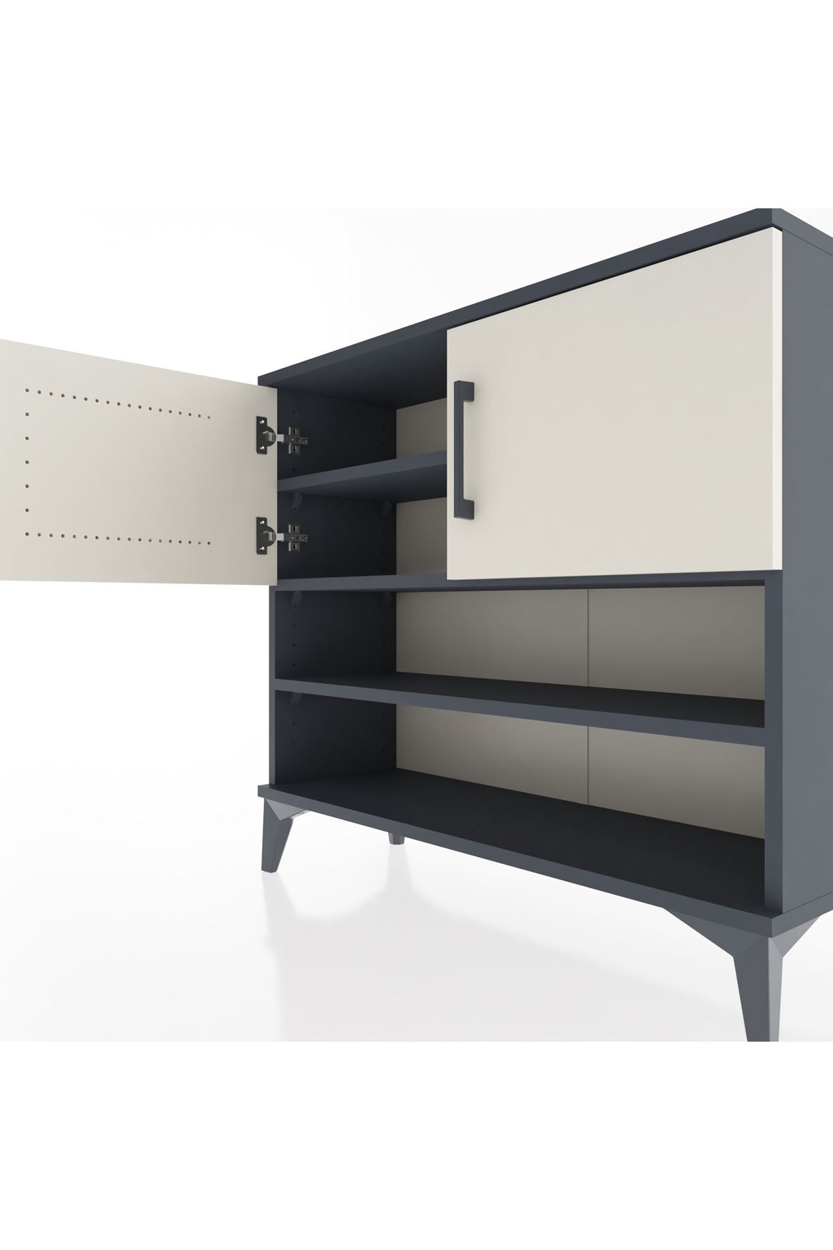 Arges Şifonyer 3 Raflı 2 Kapaklı 88x30x80 Antrasit-Aytaşı