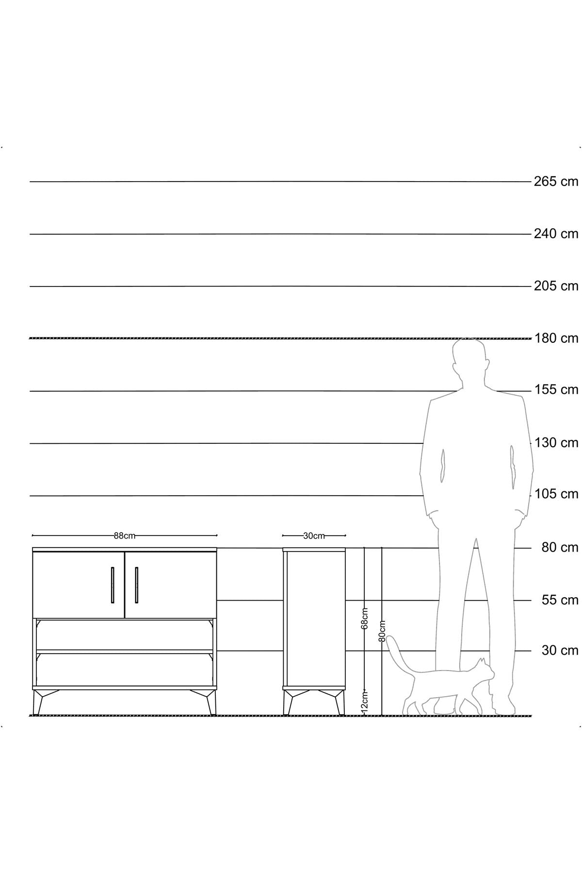Arges Şifonyer 3 Raflı 2 Kapaklı 88x30x80 Antrasit-Antrasit