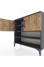 Arges Şifonyer 3 Raflı 2 Kapaklı 88x30x80 Antrasit-Çam