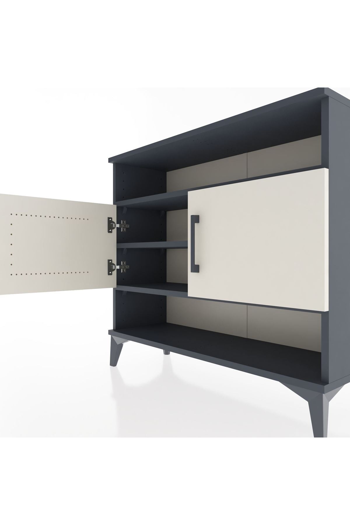 Arges Şifonyer 3 Raflı 2 Kapaklı 88x30x80 Antrasit-Aytaşı