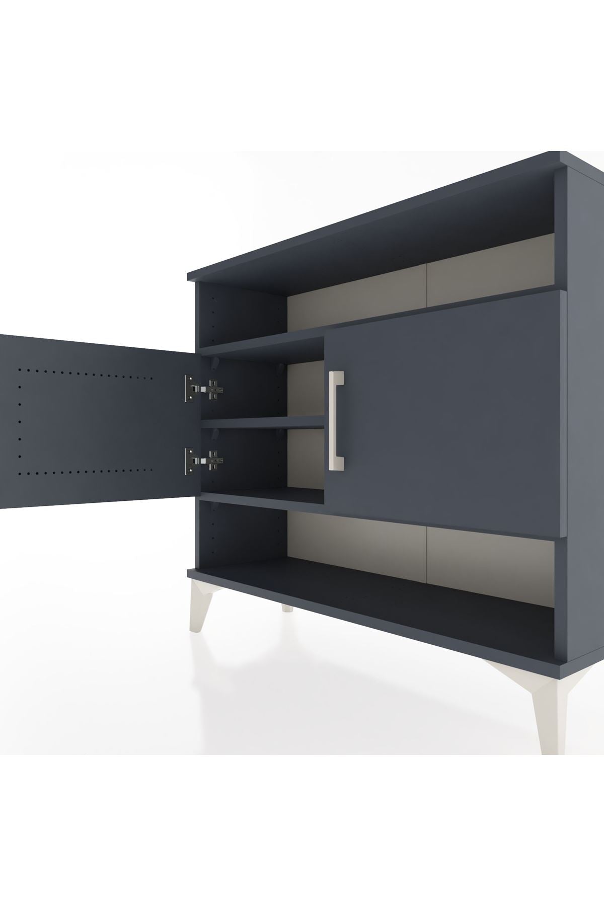 Arges Şifonyer 3 Raflı 2 Kapaklı 88x30x80 Antrasit-Antrasit