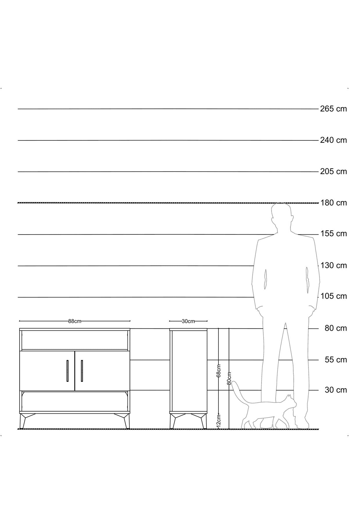 Arges Şifonyer 3 Raflı 2 Kapaklı 88x30x80 Antrasit-Antrasit