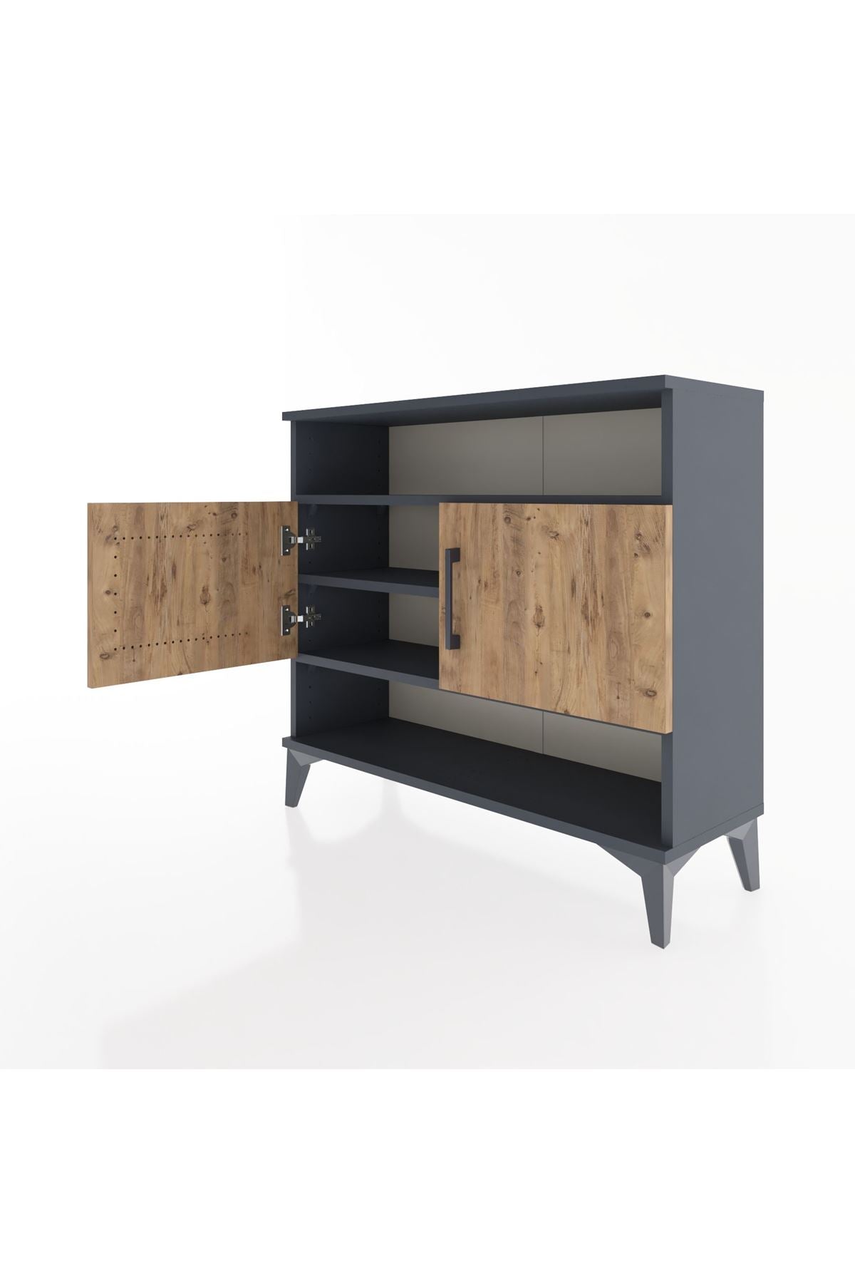 Arges Şifonyer 3 Raflı 2 Kapaklı 88x30x80 Antrasit-Çam