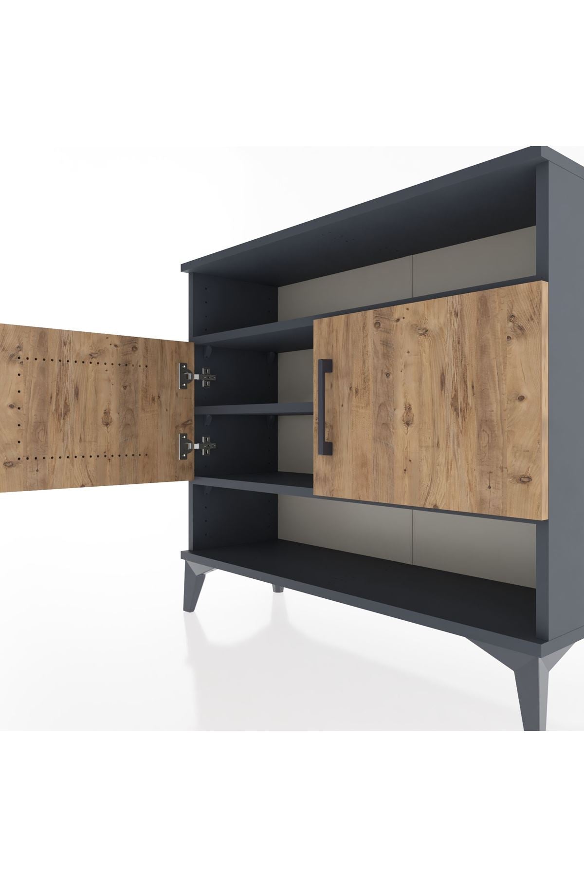 Arges Şifonyer 3 Raflı 2 Kapaklı 88x30x80 Antrasit-Çam