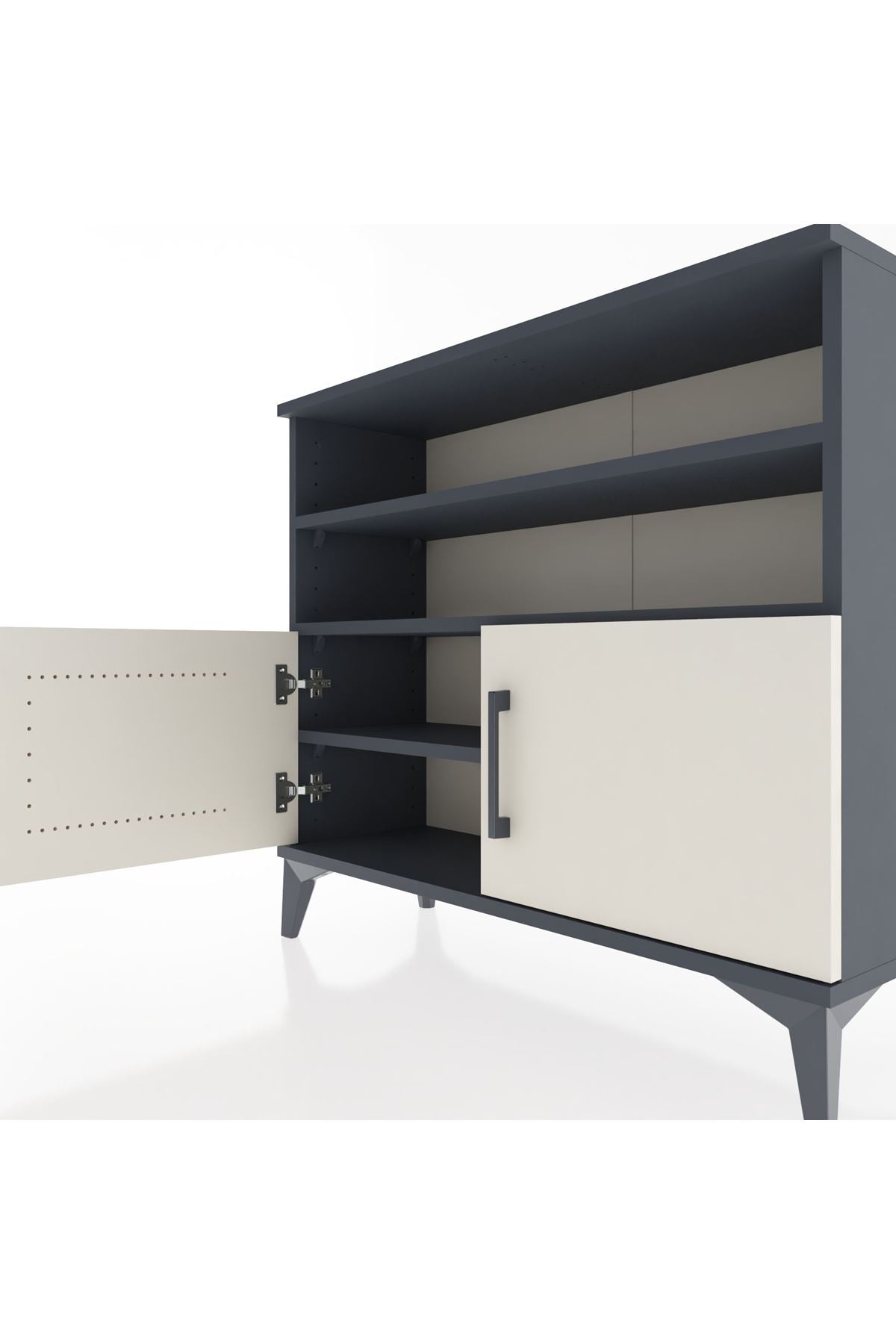 Arges Şifonyer 3 Raflı 2 Kapaklı 88x30x80 Antrasit-Aytaşı