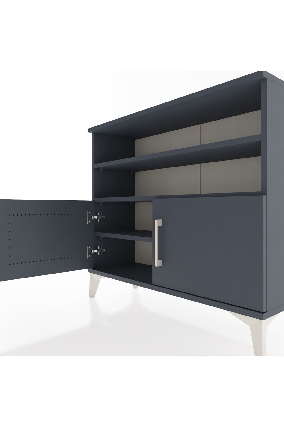 Arges Şifonyer 3 Raflı 2 Kapaklı 88x30x80 Antrasit-Antrasit