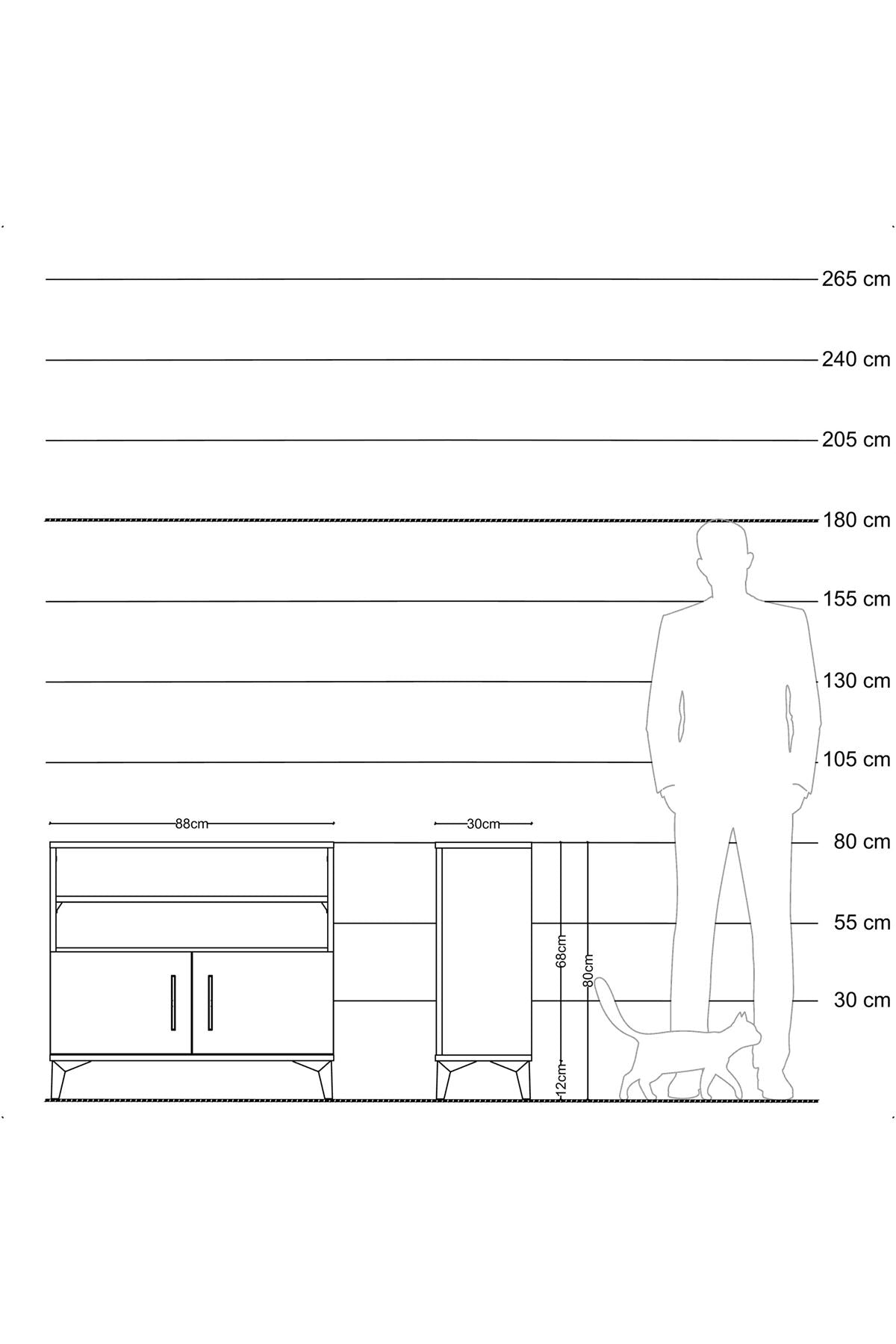 Arges Şifonyer 3 Raflı 2 Kapaklı 88x30x80 Antrasit-Antrasit