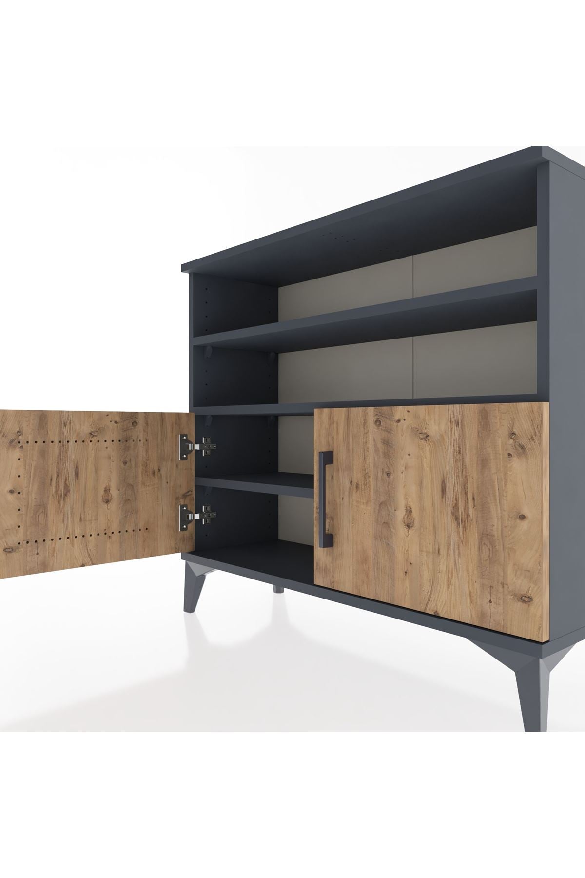 Arges Şifonyer 3 Raflı 2 Kapaklı 88x30x80 Antrasit-Çam