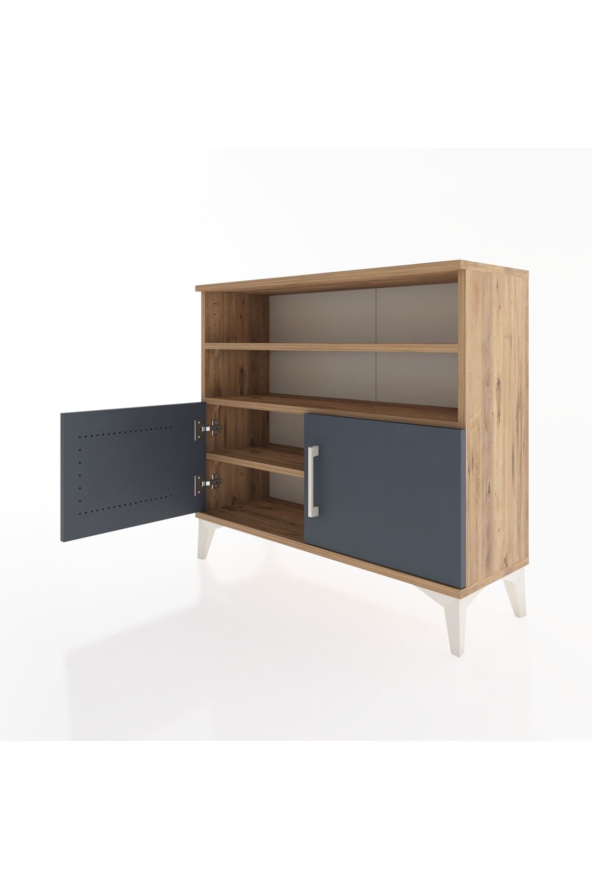 Arges Şifonyer 3 Raflı 2 Kapaklı 88x30x80 Çam-Antrasit