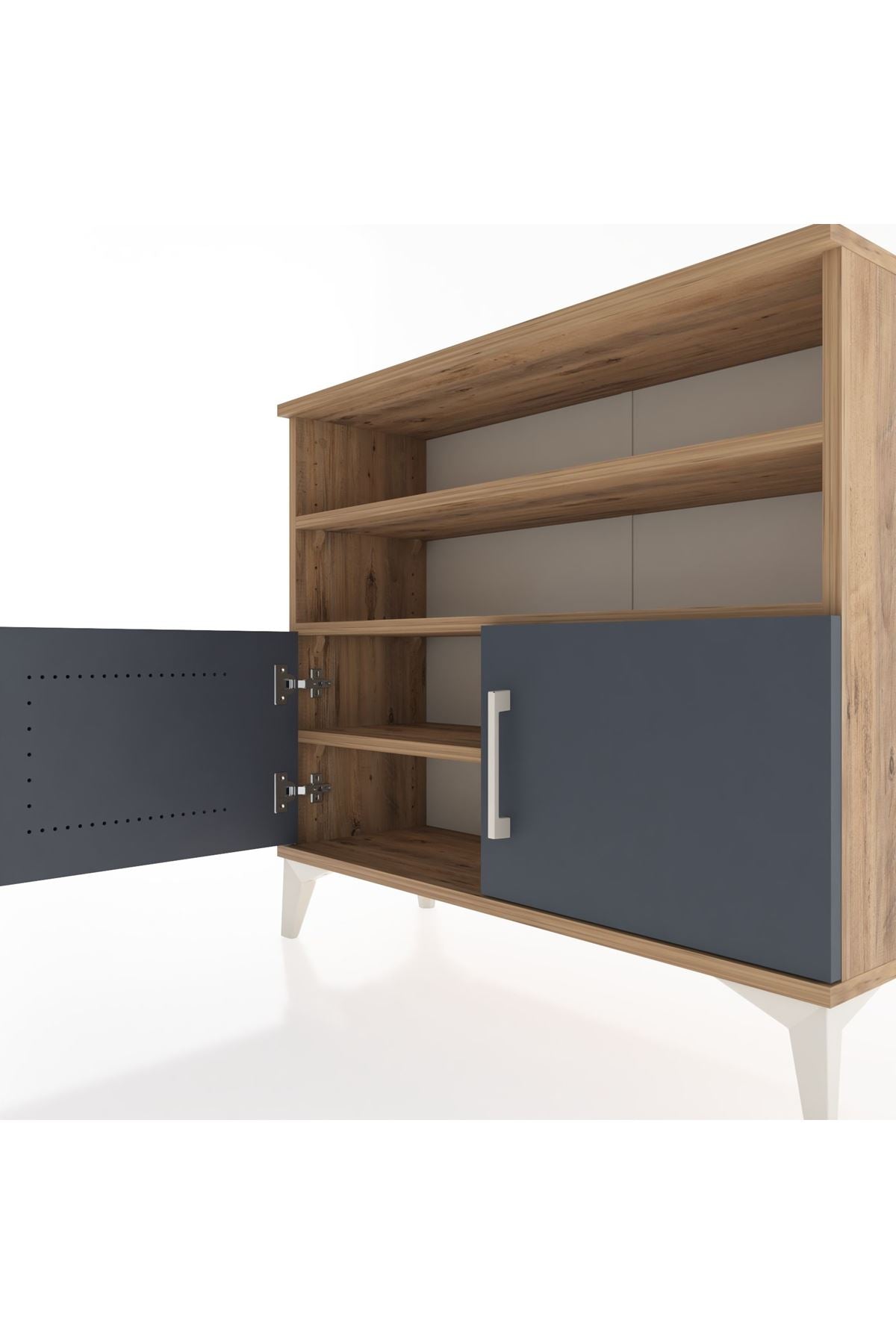 Arges Şifonyer 3 Raflı 2 Kapaklı 88x30x80 Çam-Antrasit