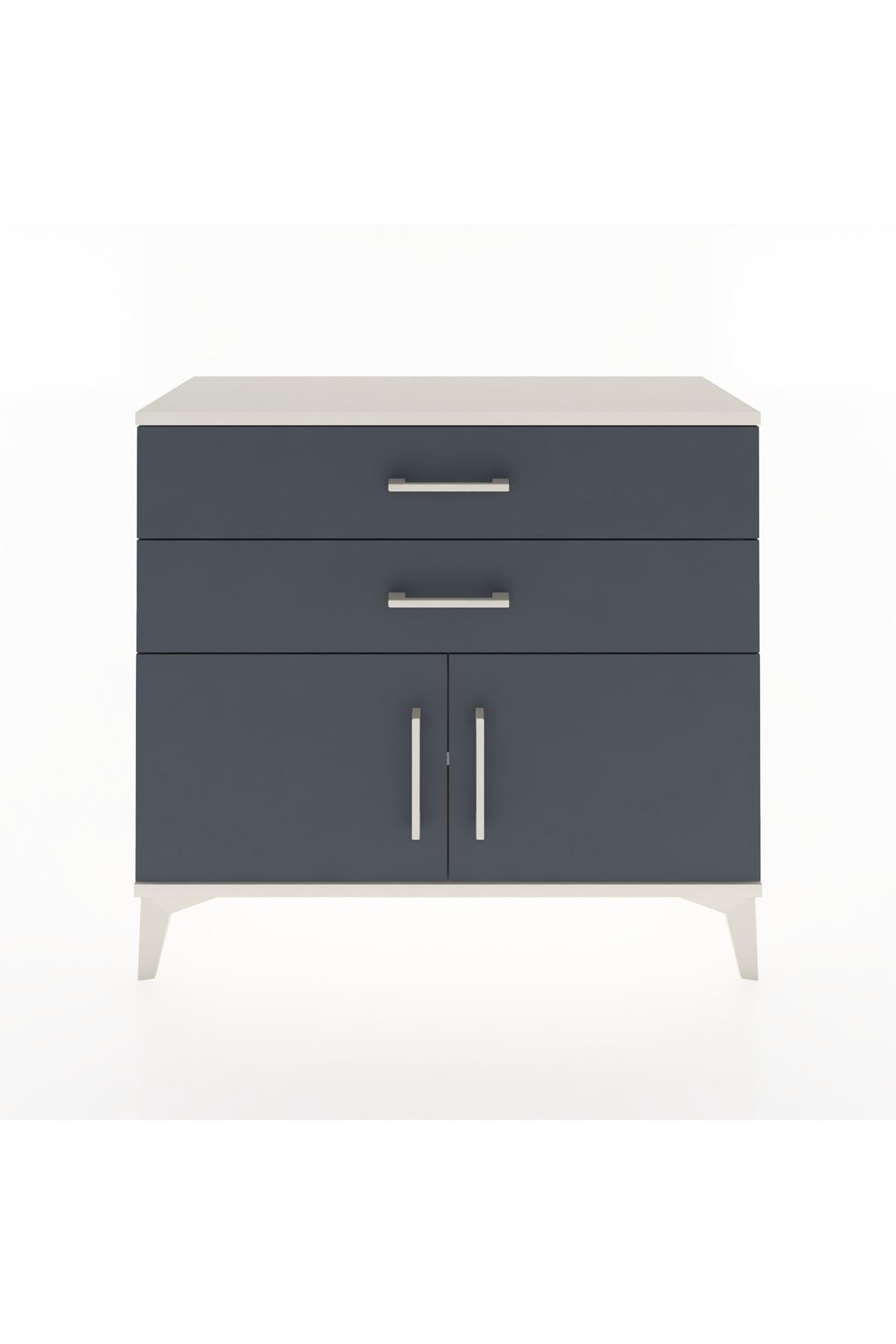 Arges Şifonyer Tek Raflı 2 Çekmeceli 2 Kapaklı 88x30x80 Aytaşı-Antrasit