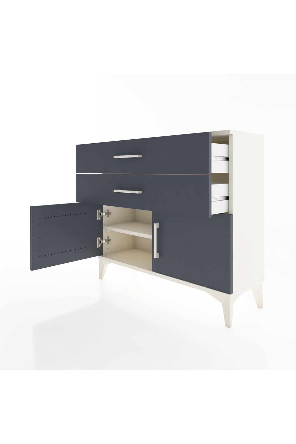 Arges Şifonyer Tek Raflı 2 Çekmeceli 2 Kapaklı 88x30x80 Aytaşı-Antrasit