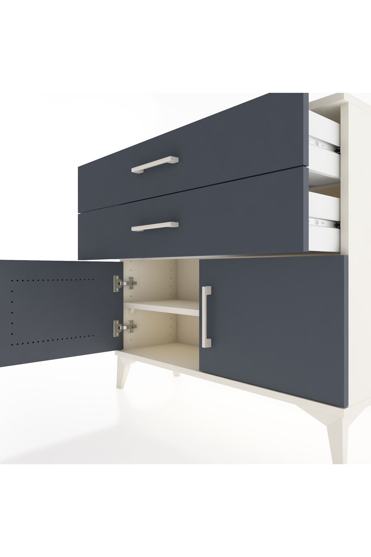 Arges Şifonyer Tek Raflı 2 Çekmeceli 2 Kapaklı 88x30x80 Aytaşı-Antrasit