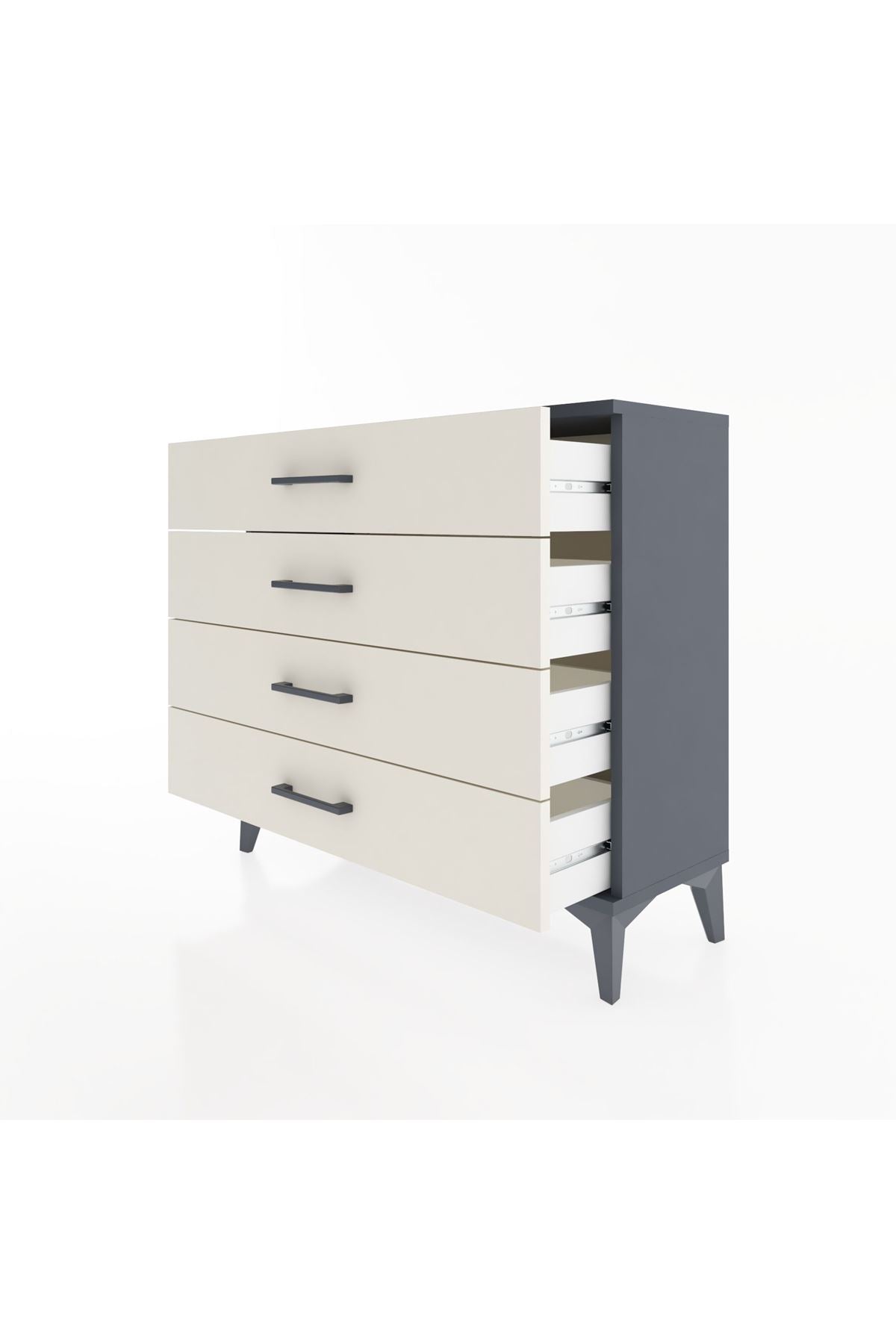 Arges Şifonyer 4 Çekmeceli 88x30x80 Antrasit-Aytaşı