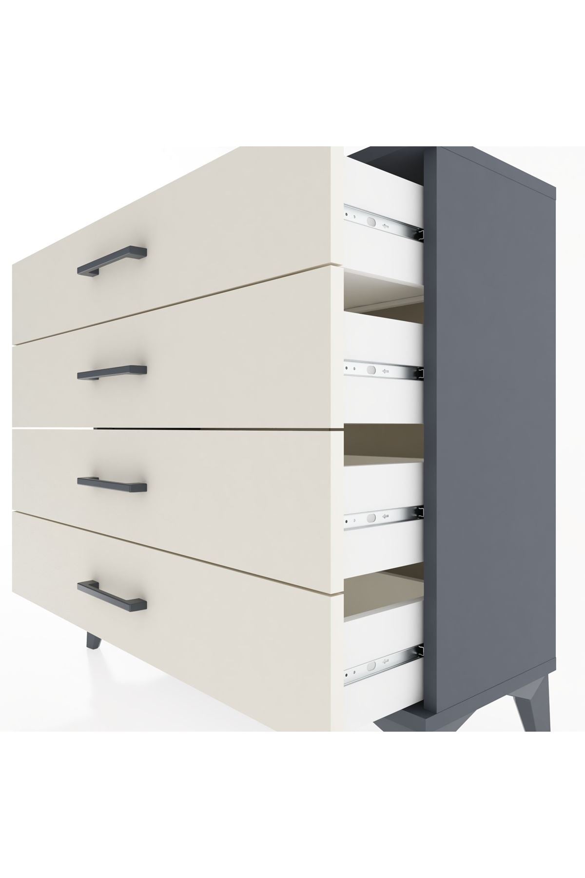 Arges Şifonyer 4 Çekmeceli 88x30x80 Antrasit-Aytaşı