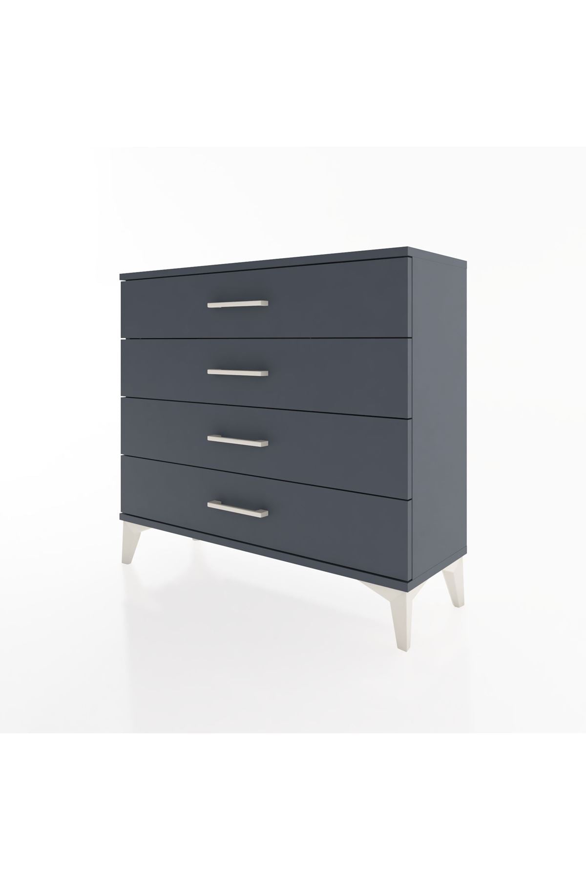 Arges Şifonyer 4 Çekmeceli 88x30x80 Antrasit-Antrasit