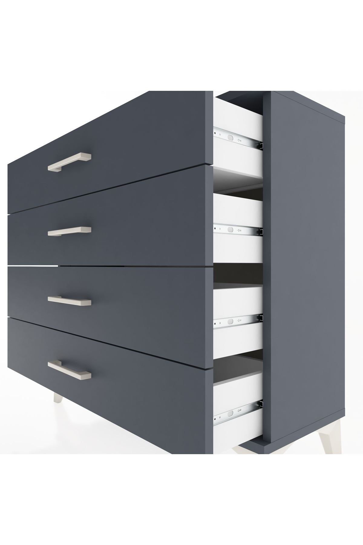 Arges Şifonyer 4 Çekmeceli 88x30x80 Antrasit-Antrasit