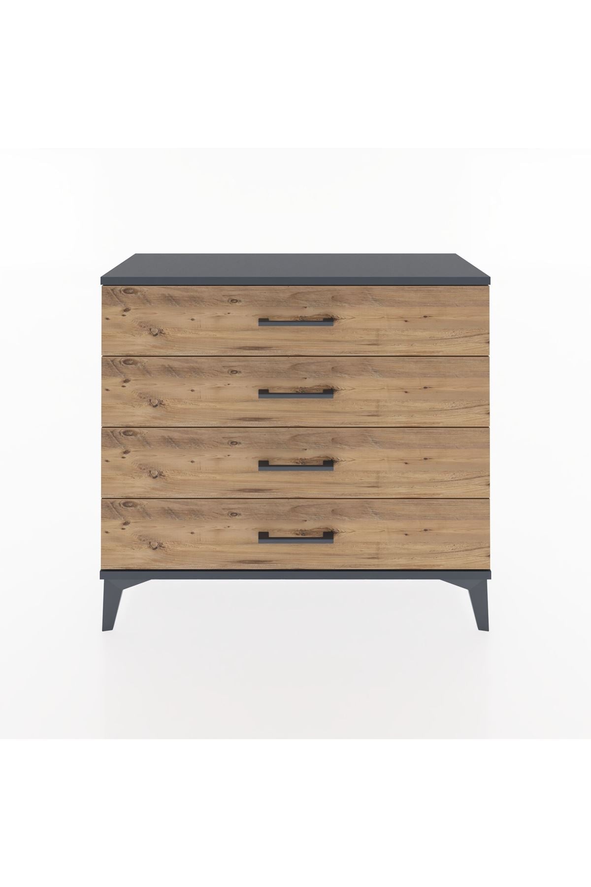 Arges Şifonyer 4 Çekmeceli 88x30x80 Antrasit-Çam