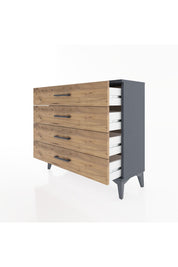 Arges Şifonyer 4 Çekmeceli 88x30x80 Antrasit-Çam
