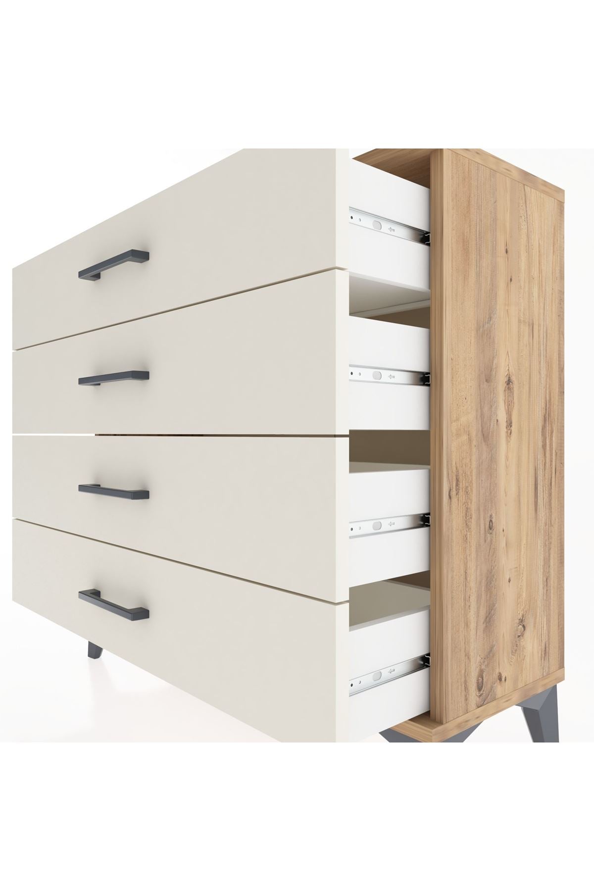 Arges Şifonyer 4 Çekmeceli 88x30x80 Çam-Aytaşı