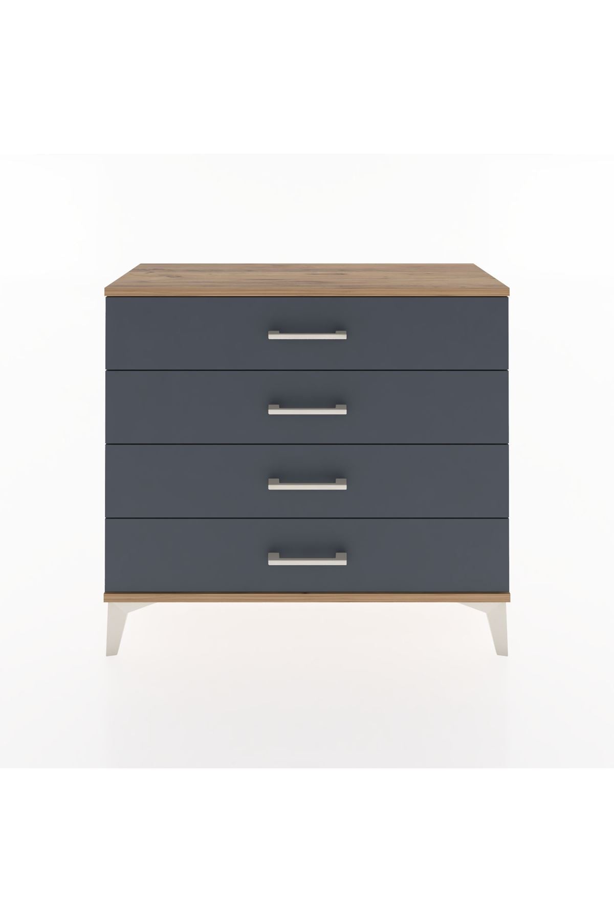 Arges Şifonyer 4 Çekmeceli 88x30x80 Çam-Antrasit