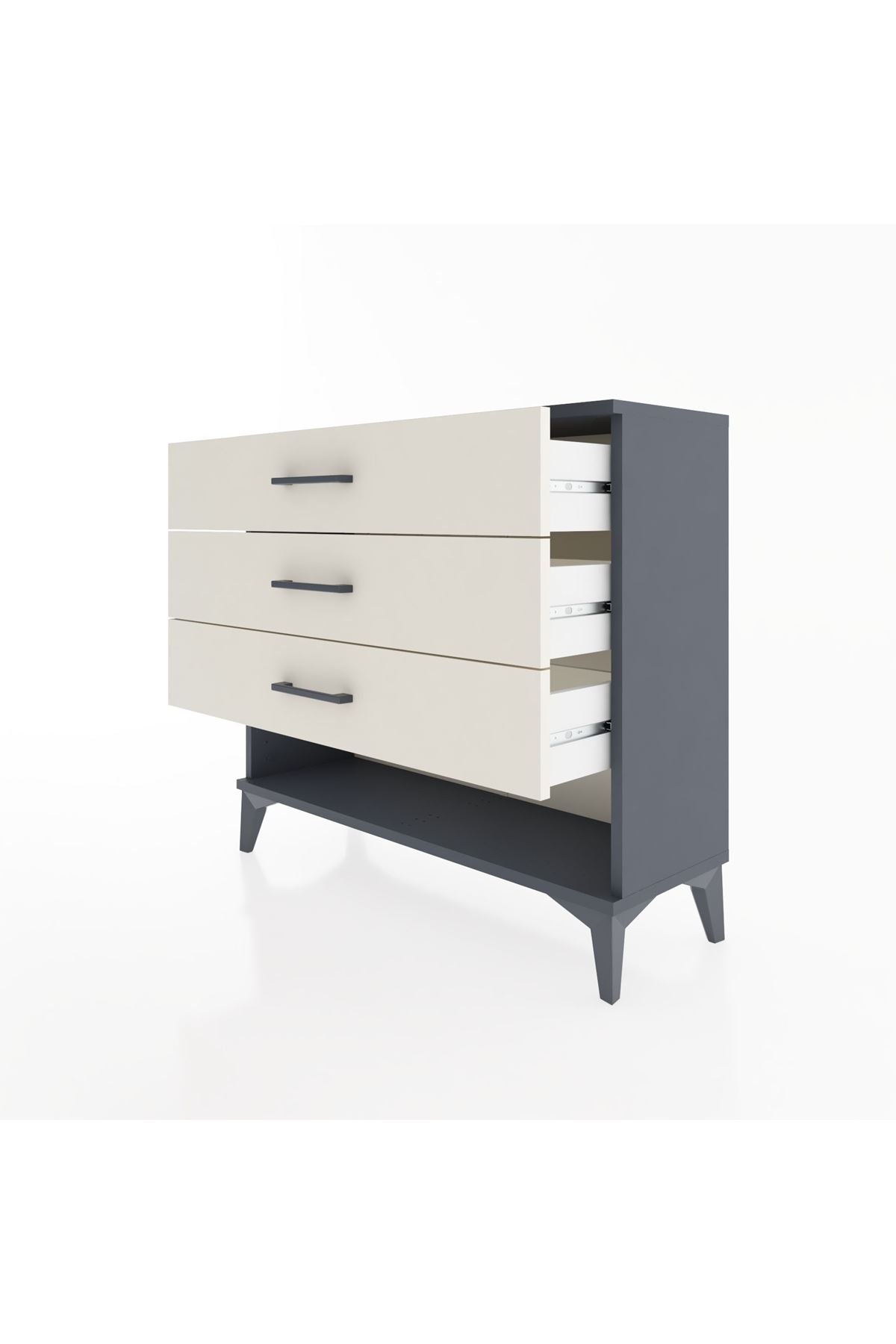 Arges Şifonyer 3 Çekmeceli 88x30x80 Antrasit-Aytaşı